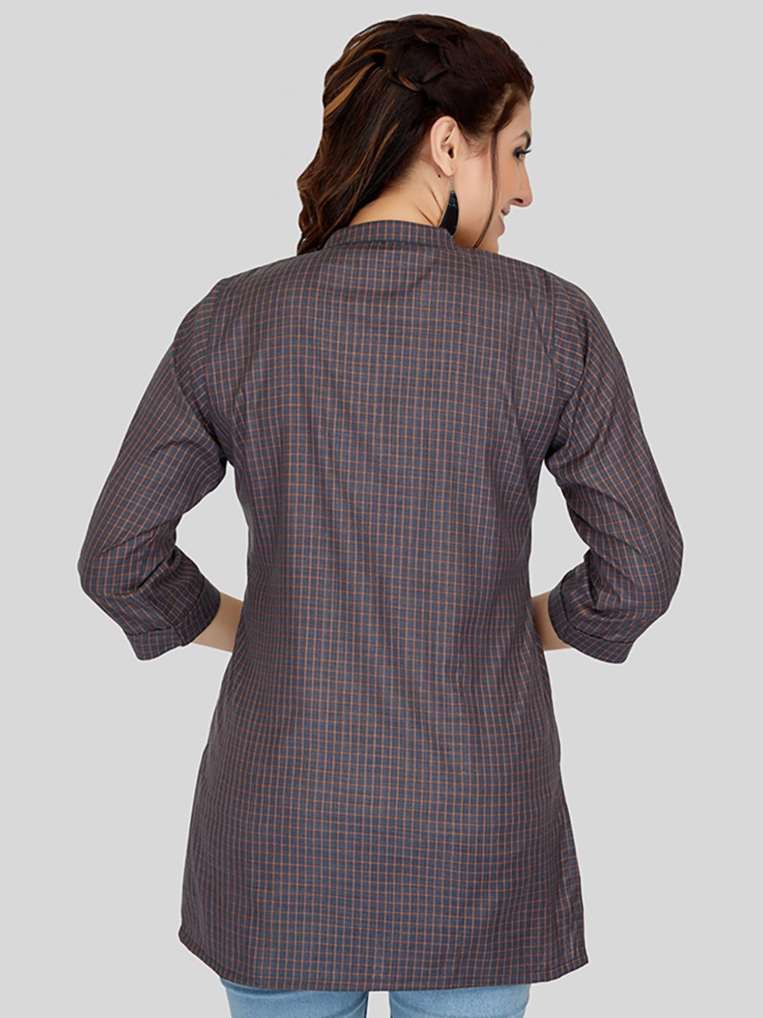 Saree Swarg Grey Printed Straight Short Kurti