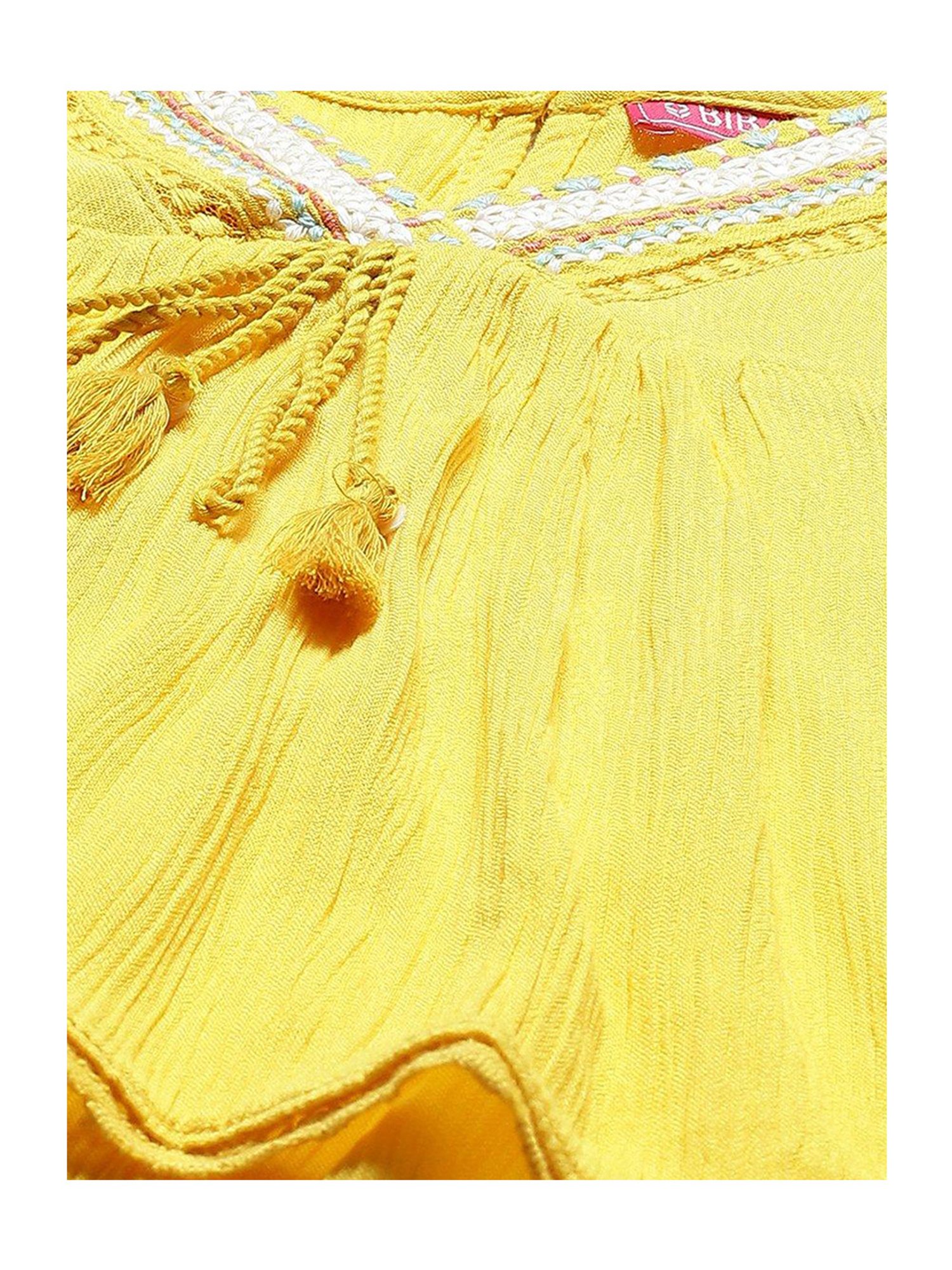 BIBA Girls Yellow Solid Top