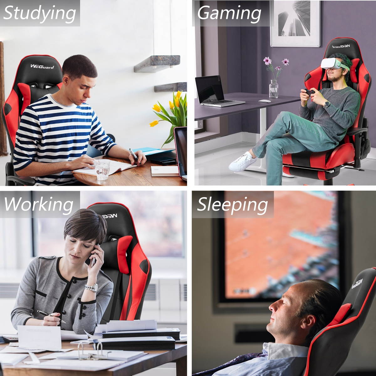 RESPAWN Sidewinder Gaming Chair, PU Leather, in Rage Red (RSP-125-RED)