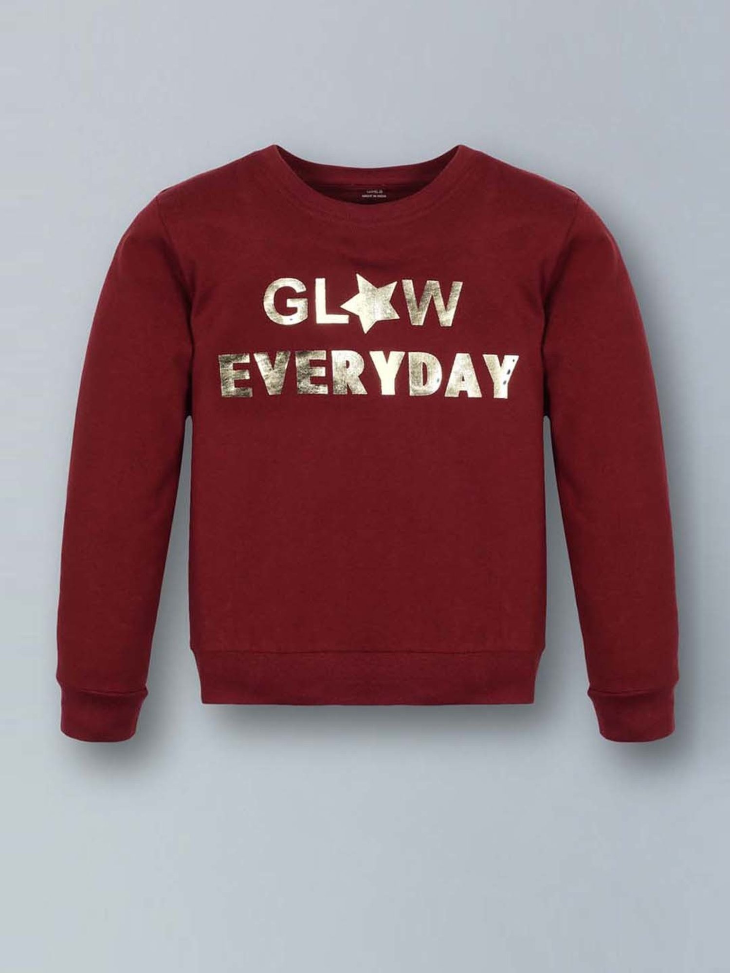 Plum Tree Kids Maroon & Gold Cotton Graphic Full Sleeves T-Shirt Set