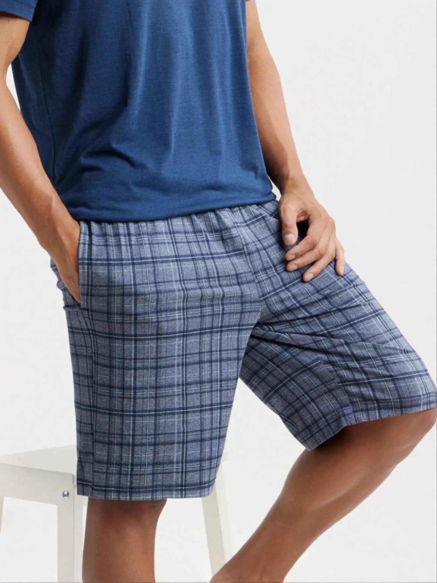 Jockey IM02 Blue Tencel Micro Modal Cotton Elastane Stretch Shorts with Side Pocket