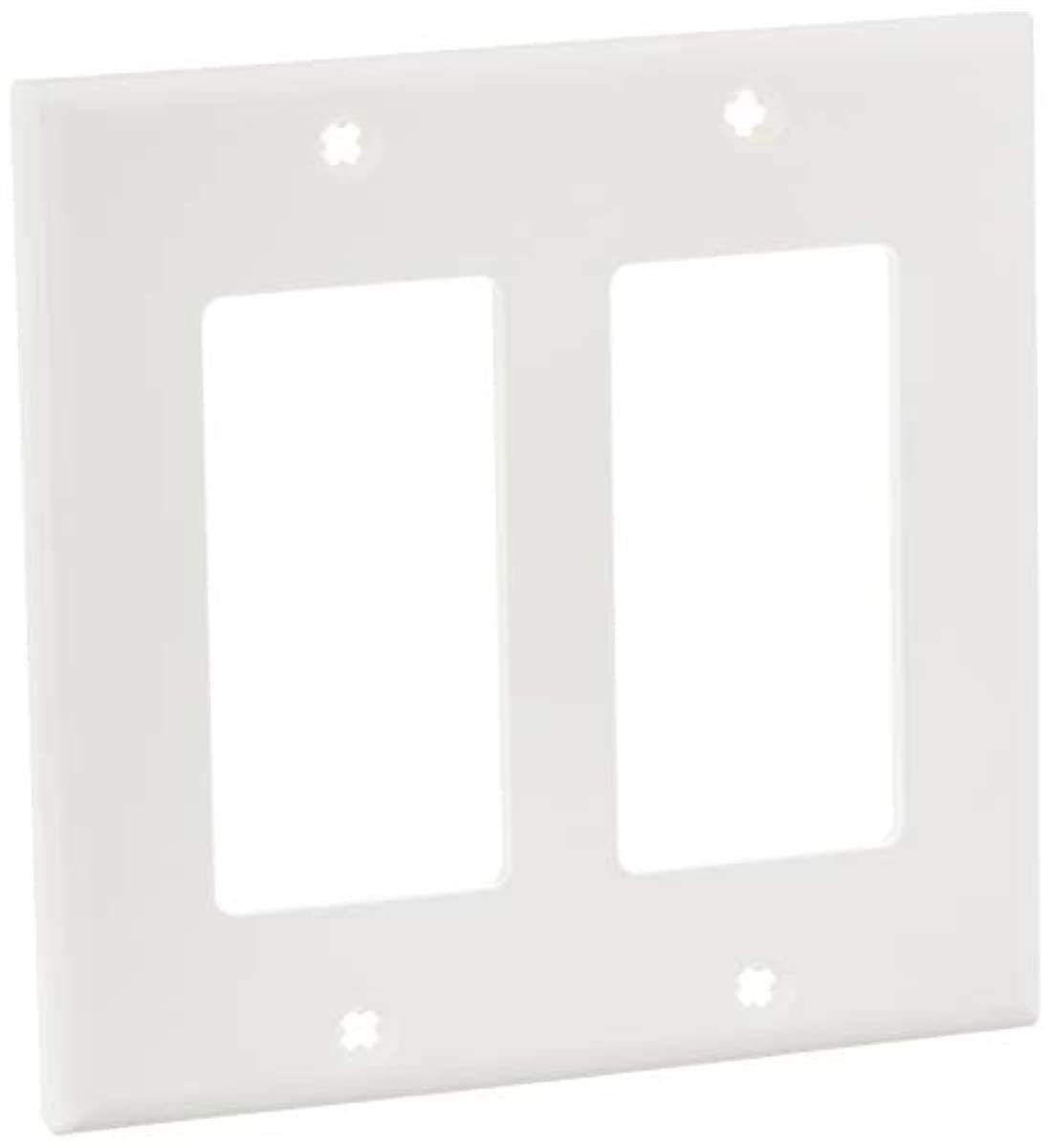 Leviton 80409-NW 2-Gang GFCI Device Decora Wallplate, Standard Size, White, 1 Pack
