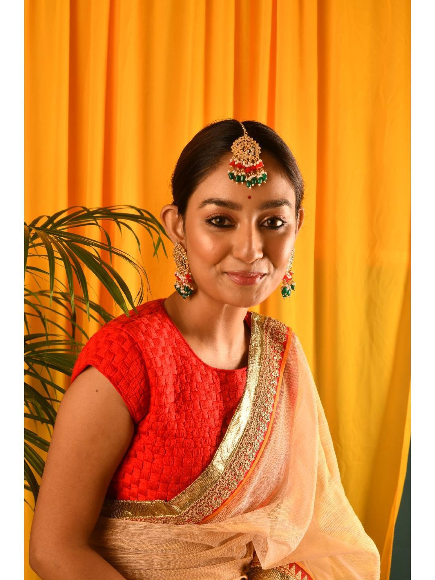 Jewelz Multi Color Fastive Season Earring and Maang Tikka for womens & Girls