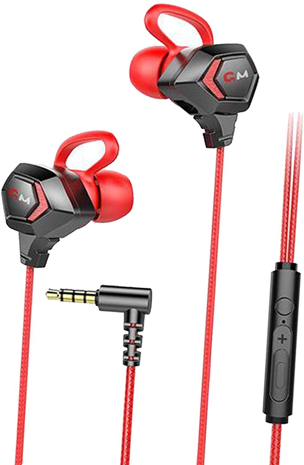 MagiDeal Wired Gaming Earphone 3.5 MM E-Sport Earphone Stereo Bass Gaming Headphone with Adjustable Mic for Laptop, Cellphone - Red, Length 4 Feet