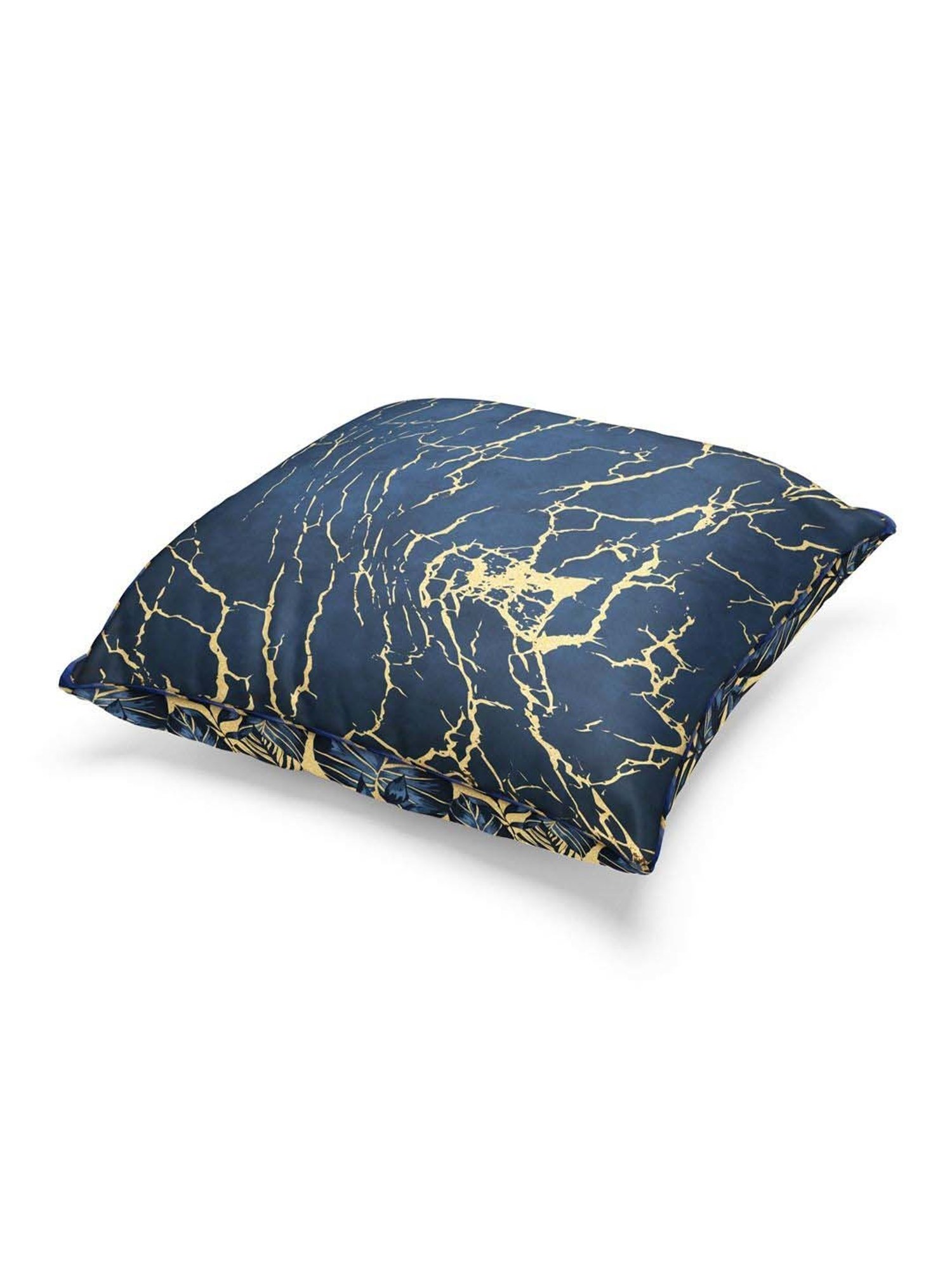 Bianca Suzane Navy & Golden Microfibre Cushion Cover - Set of 3