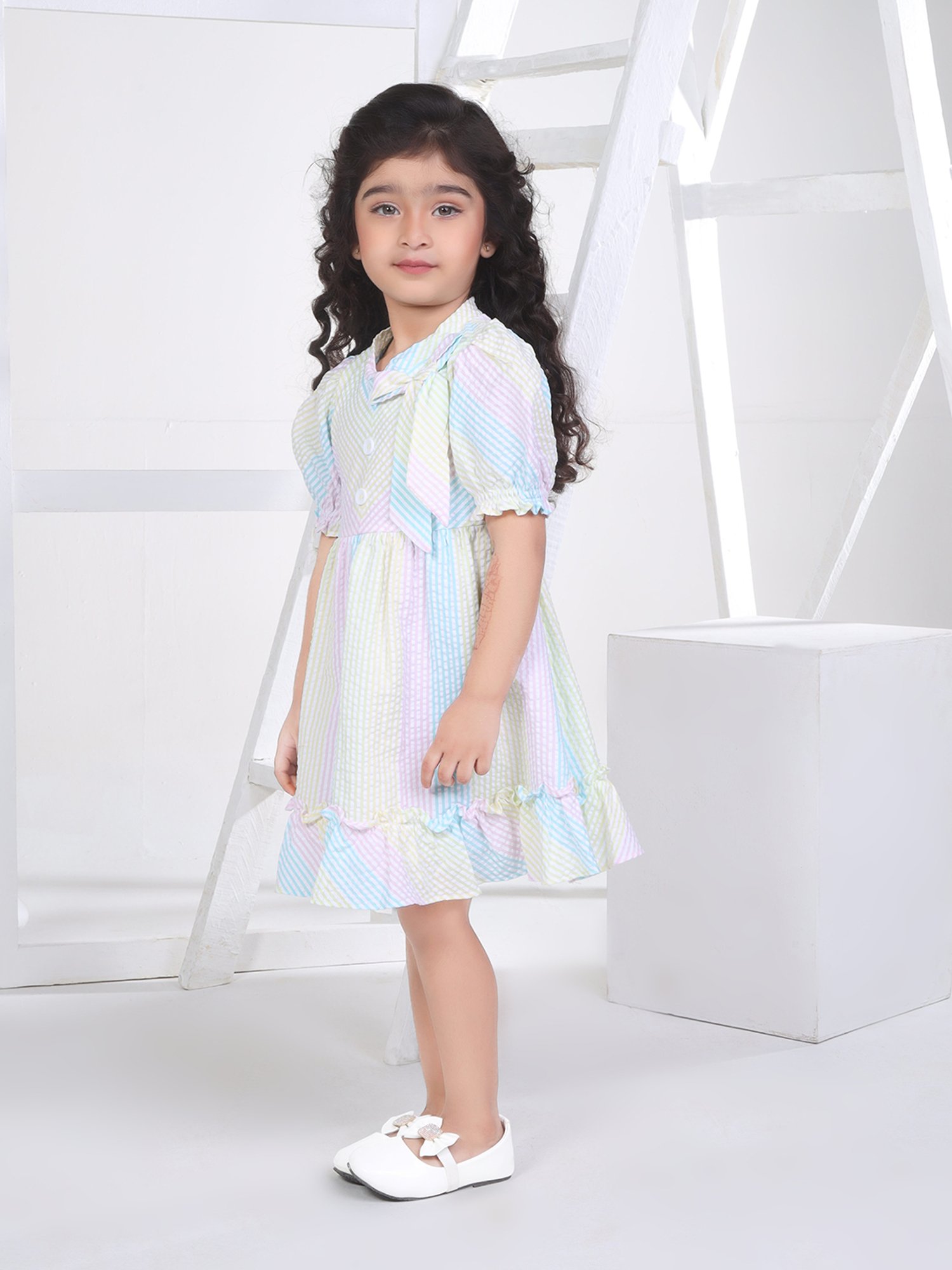 Peppermint Kids Multicolor Striped Dress