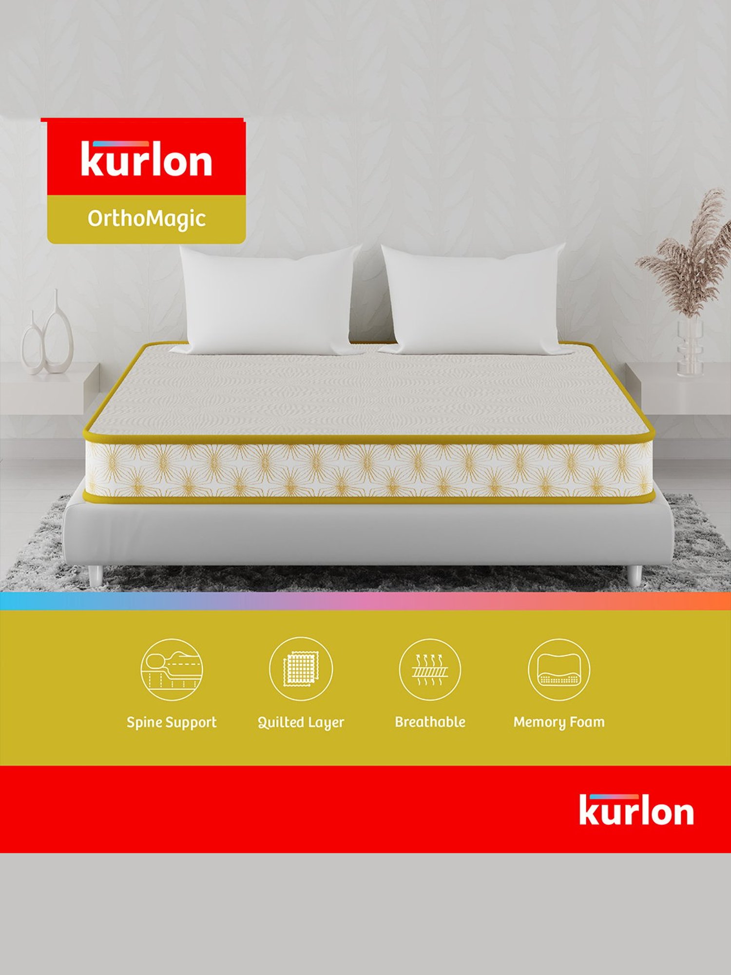 Kurlon Ortho Magic White Latex Single Size Mattress