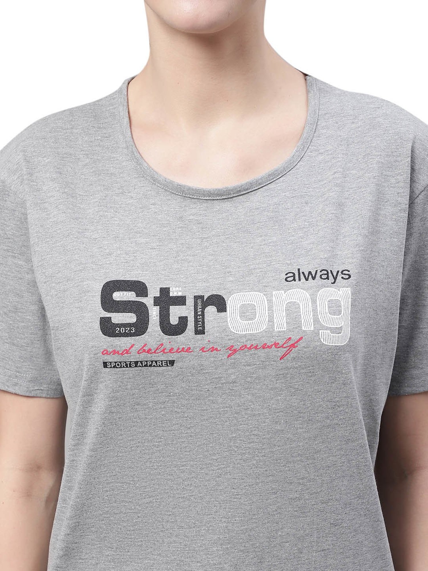 Vimal Jonney Grey Cotton Graphic Print T-Shirt