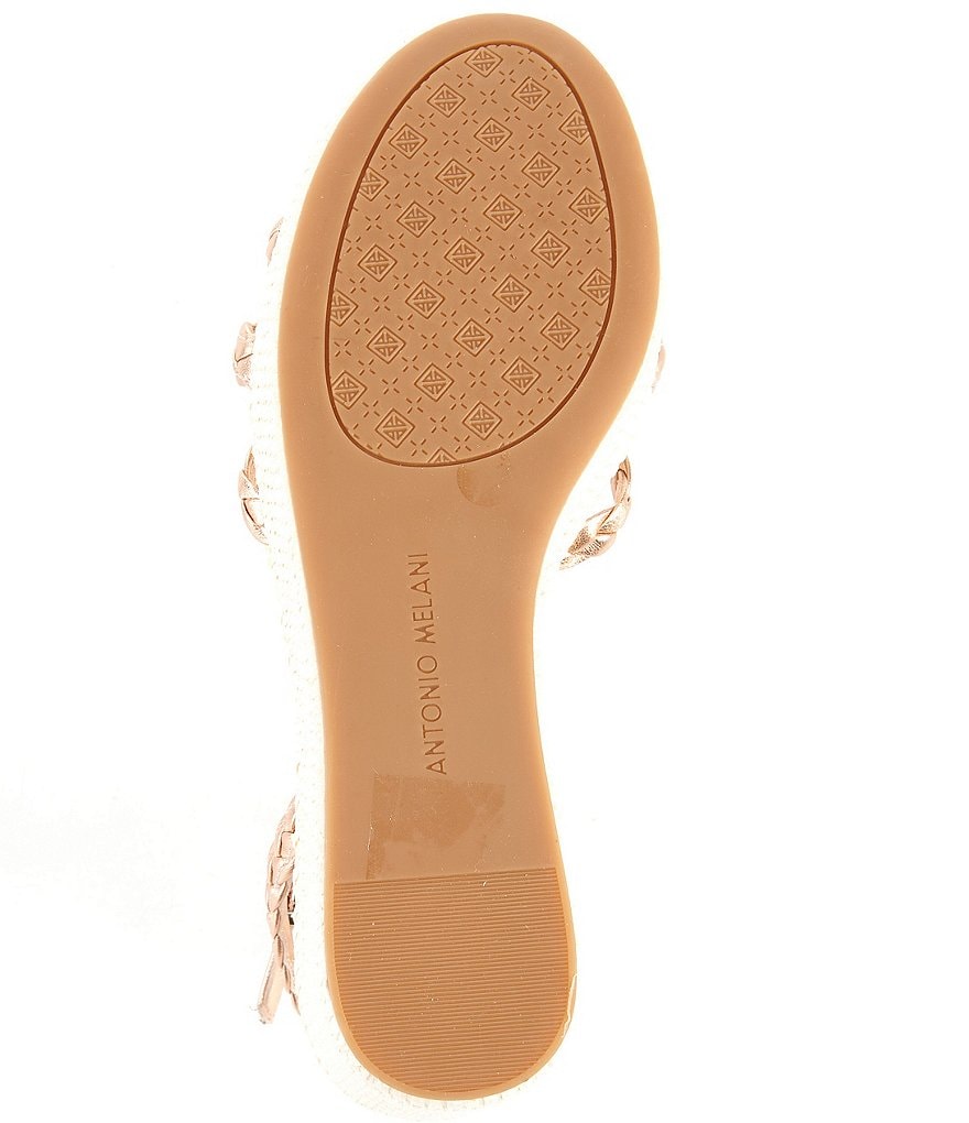 Antonio Melani Lorinna Leather Woven Ankle Strap Metallic Wedges