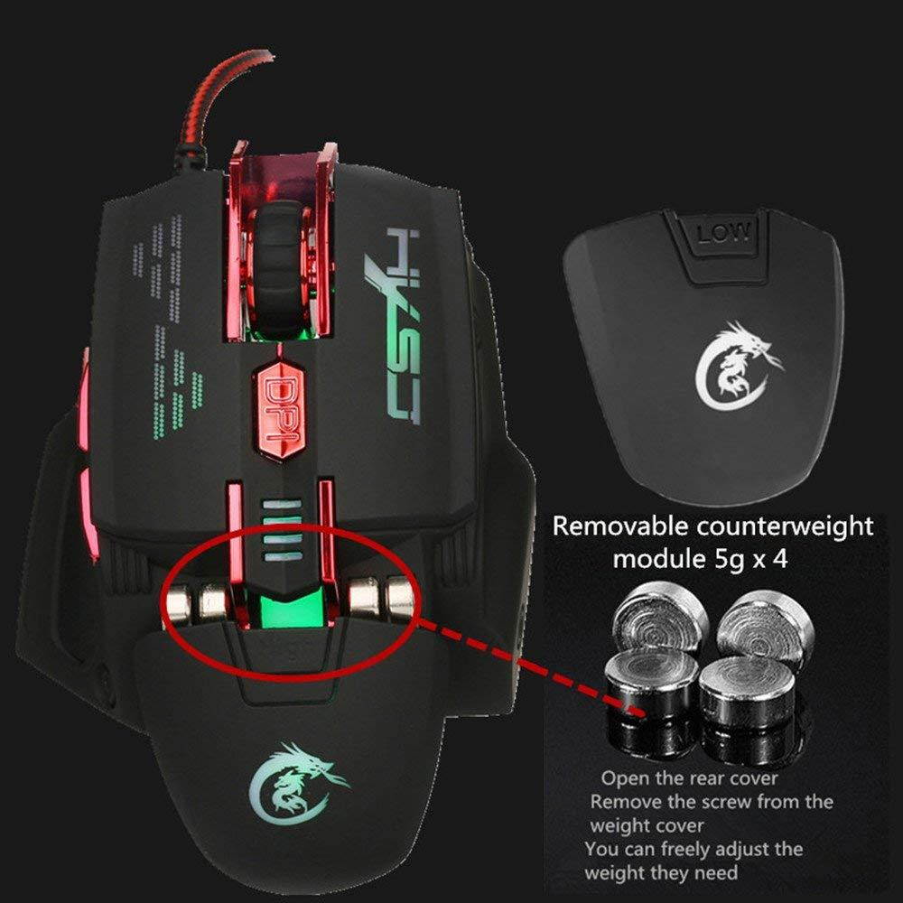 Tipmant Macro Programming Computer Game Mouse, Ergonomic Design, 7 Customize keys, Weight & DPI Adjustable (Maxi 4000 DPI) - White