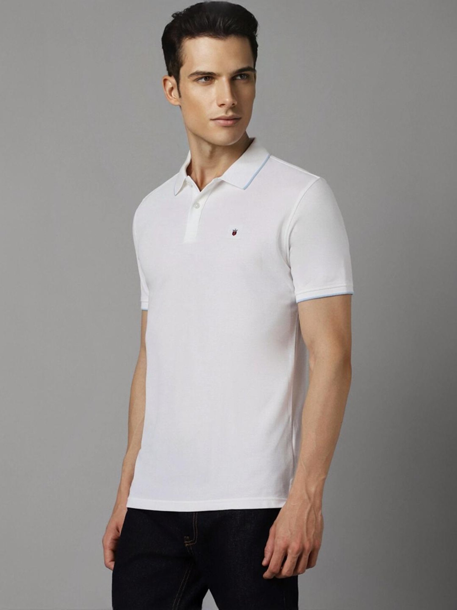 Louis Philippe Sport White Cotton Slim Fit Polo T-Shirt