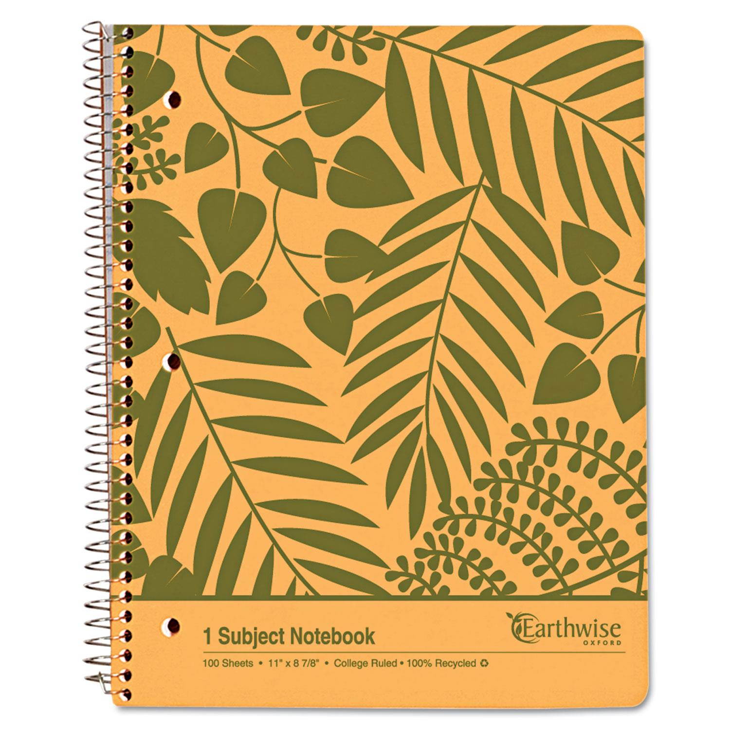 Tops 40103 Oxford Earthwise Recycled 1-Subject Notebook 100 Sheets - Printed - Wire Bound - 20 lb Basis Weight - 8.88" x 11" - White Paper - Recycled - 1 Each