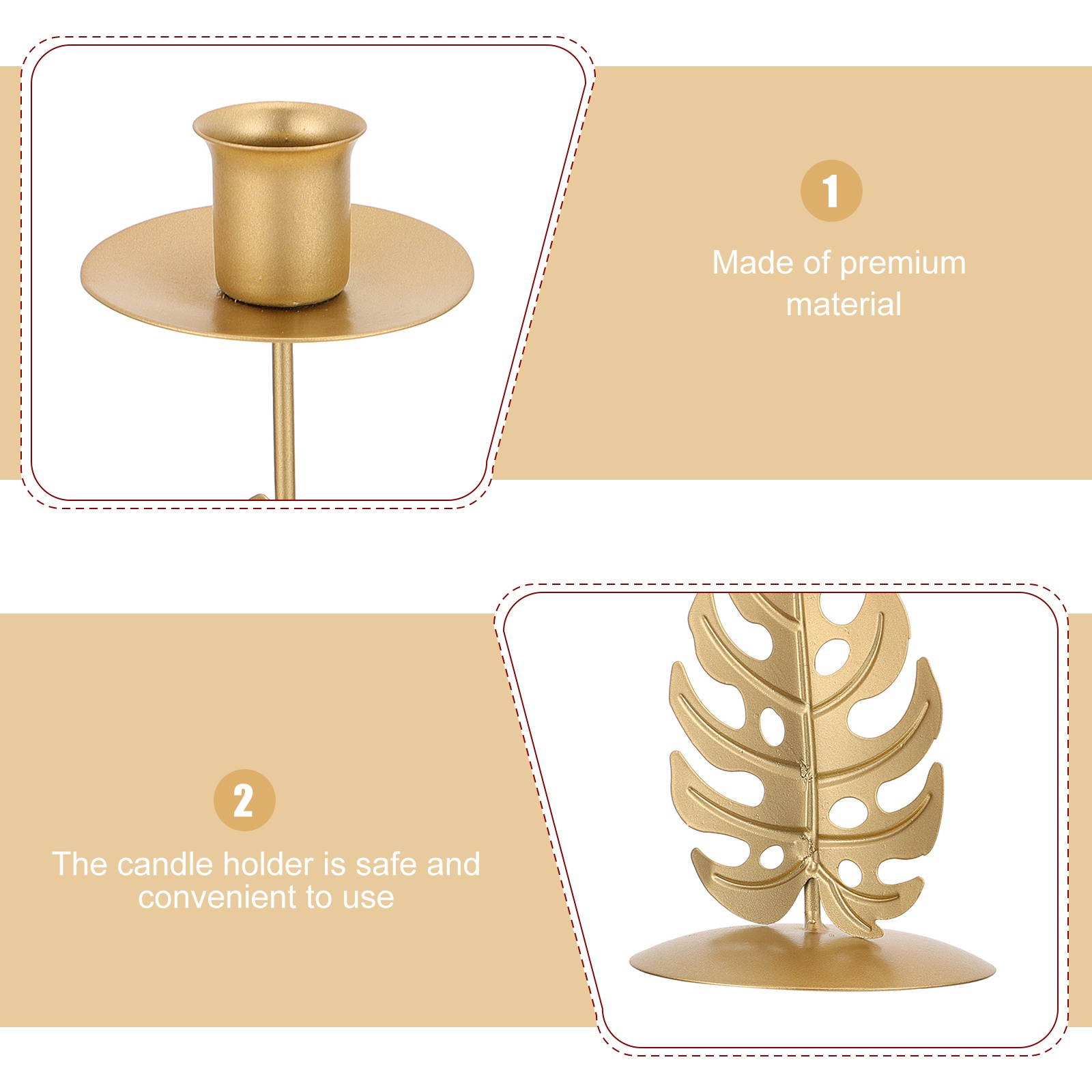 1Pc Hollowed Candle Stand Ironwork Candleholder Leaf Shaped Candleholder Romantic Candlestick for Decor Home