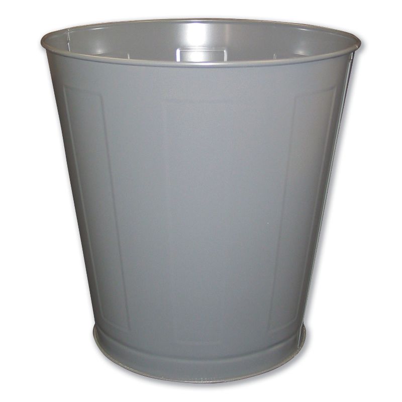 Impact Round Metal Wastebasket, Round, Steel, 28 qt, Gray 13023