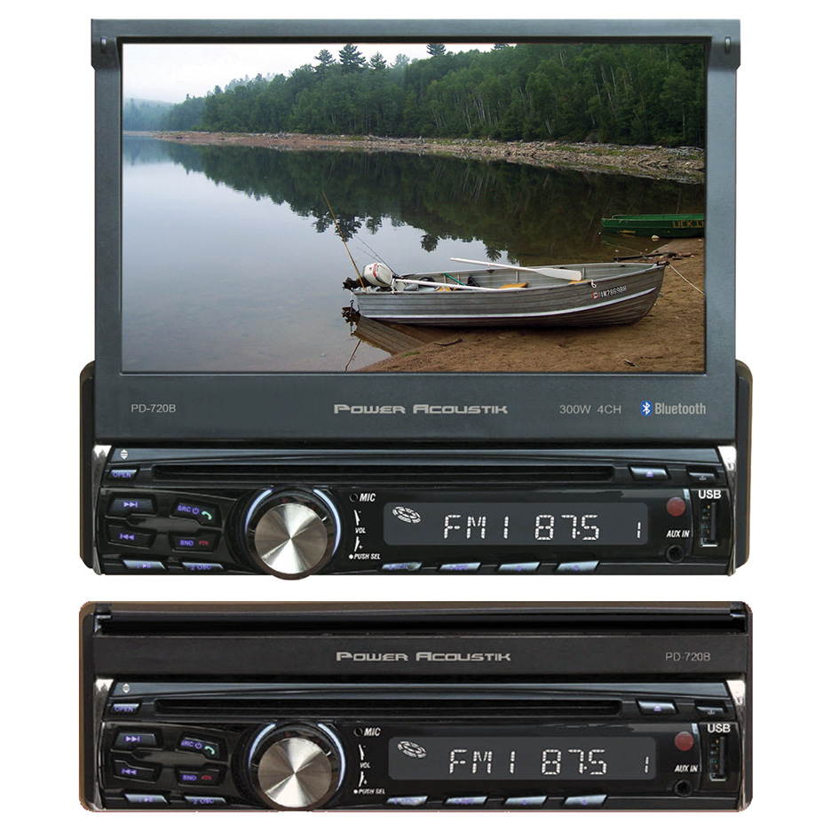 Power Acoustik Single DIN 7" Flipout AM/FM/CD/DVD/BT