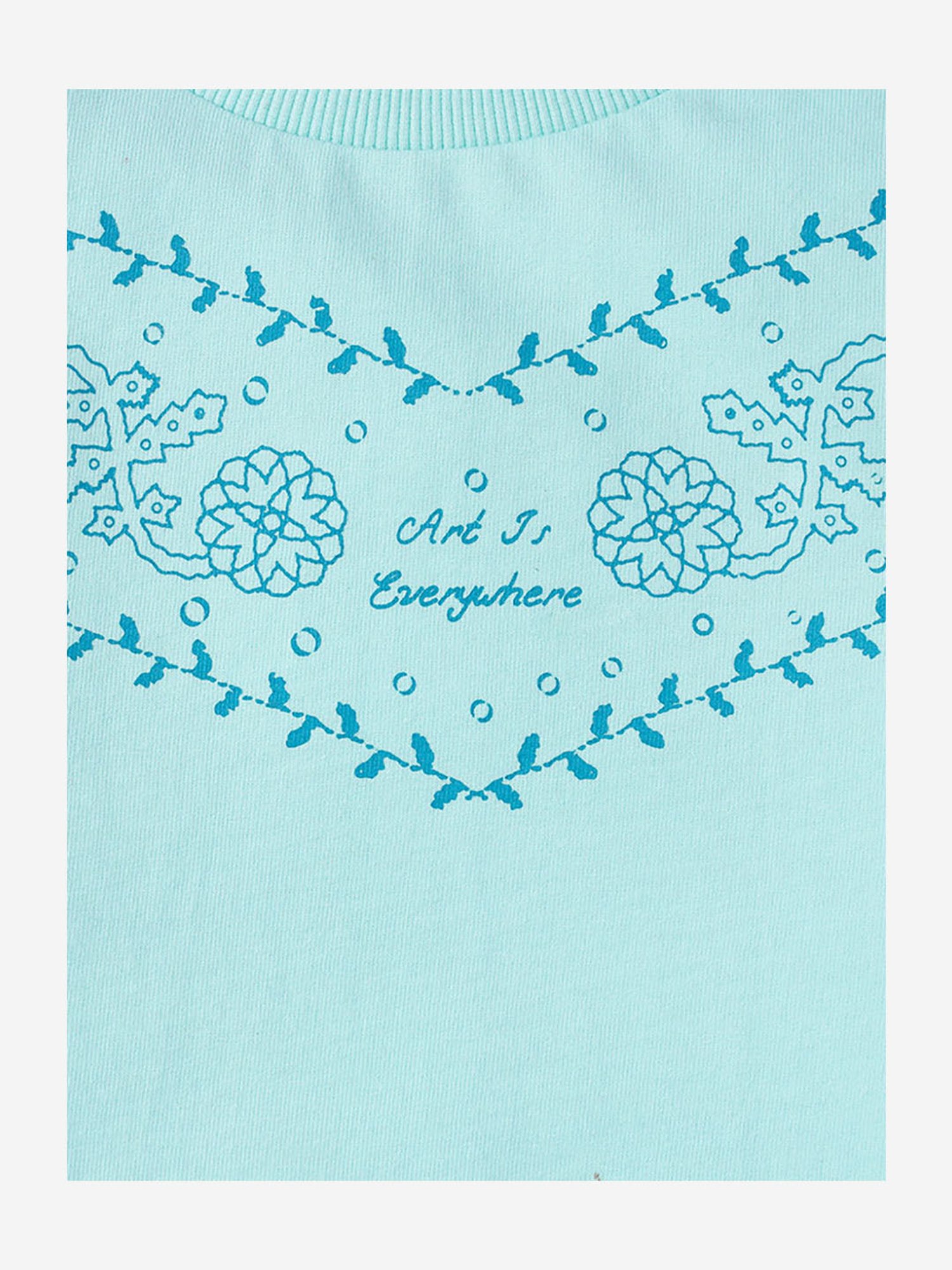 Ed-a-Mamma Kids Aqua Blue Printed Full Sleeves Sweatshirt