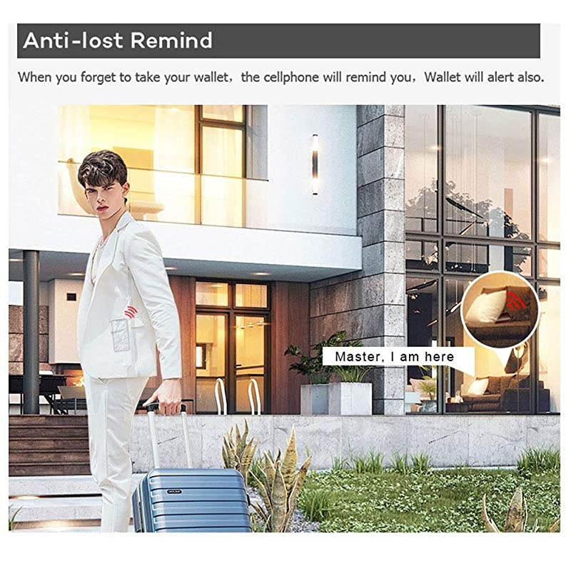 Anti-Lost Wallet with Alarm, Bluetooth, Position Record (via Phone GPS), Cowhide Leather Vintage Retro Style Purse (Brown, Horizontal)