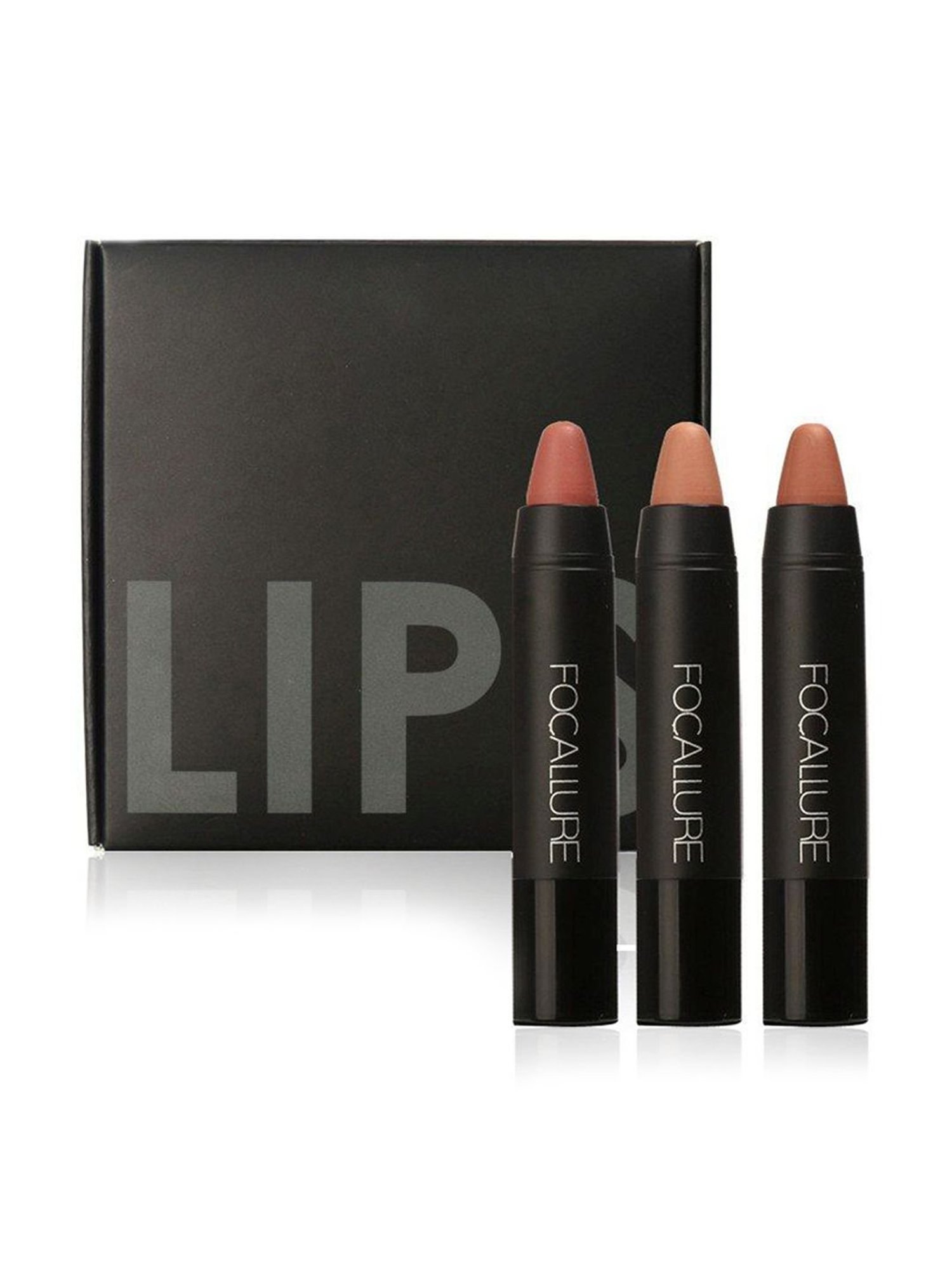 FOCALLURE 3 Pcs Matte Lips Crayon Lipstick Kit 2 Nude - 18 gm