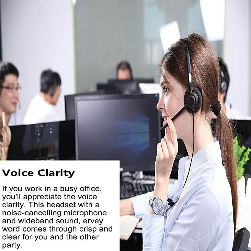 Phone Headset RJ9 with Noise Cancelling Mic Compatible with Polycom VVX311 VVX410 VVX411 VVX500 Mitel 5320e Avaya 1408 1416 5410 ShoreTel 230 420 480 NEC Landline Phones