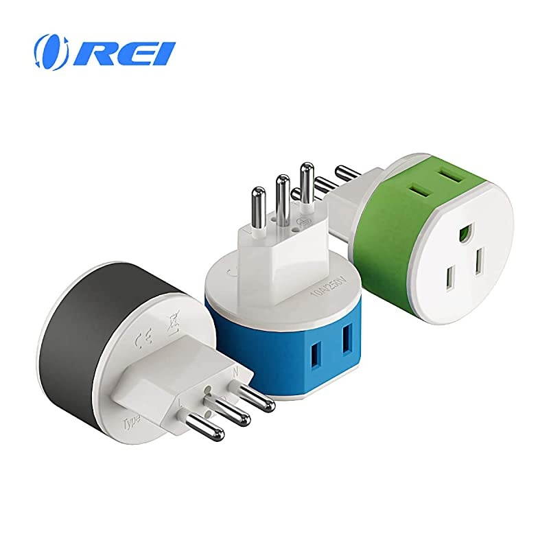 Uruguay Power Plug Adapter by OREI with 2 USA Inputs Travel 3 Pack Type L US12ASafe Grounded Use with Cell Phones Laptop Camera Chargers CPAP and More
