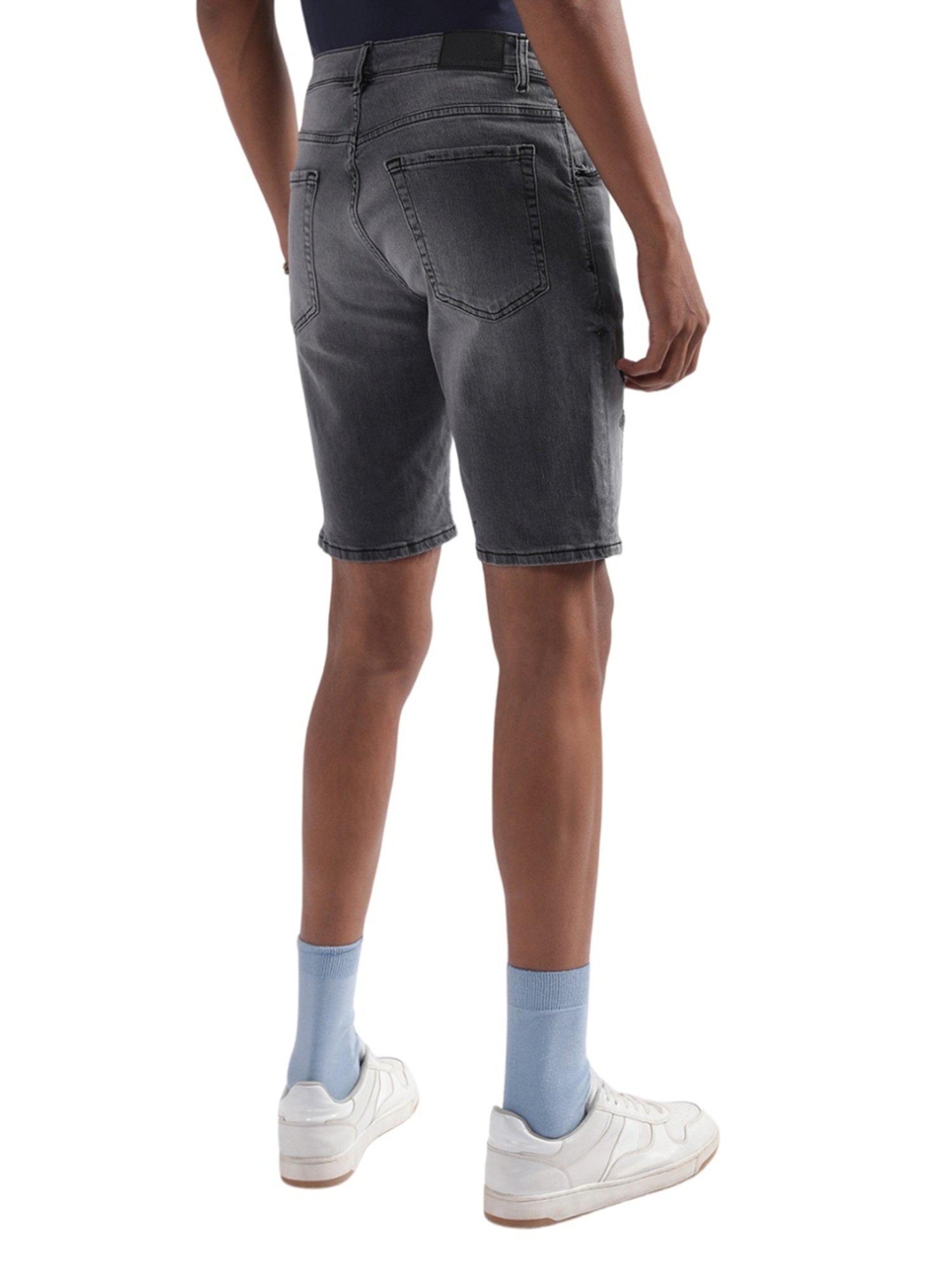 Antony Morato Black Skinny Fit Distressed Denim Shorts