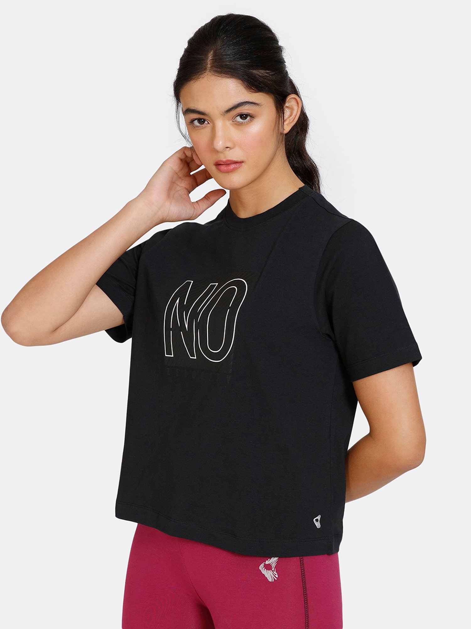 Zelocity by Zivame Black Printed T-Shirt