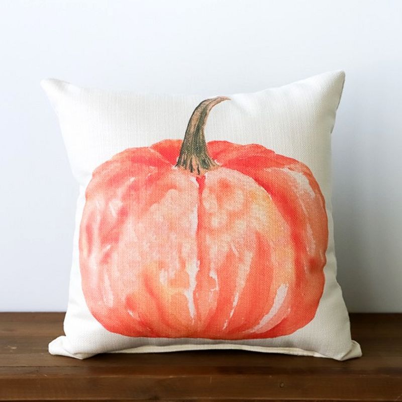 Fall 17.0" Faded Pumpkin Pillow Home Decor  -  Decorative Pillow