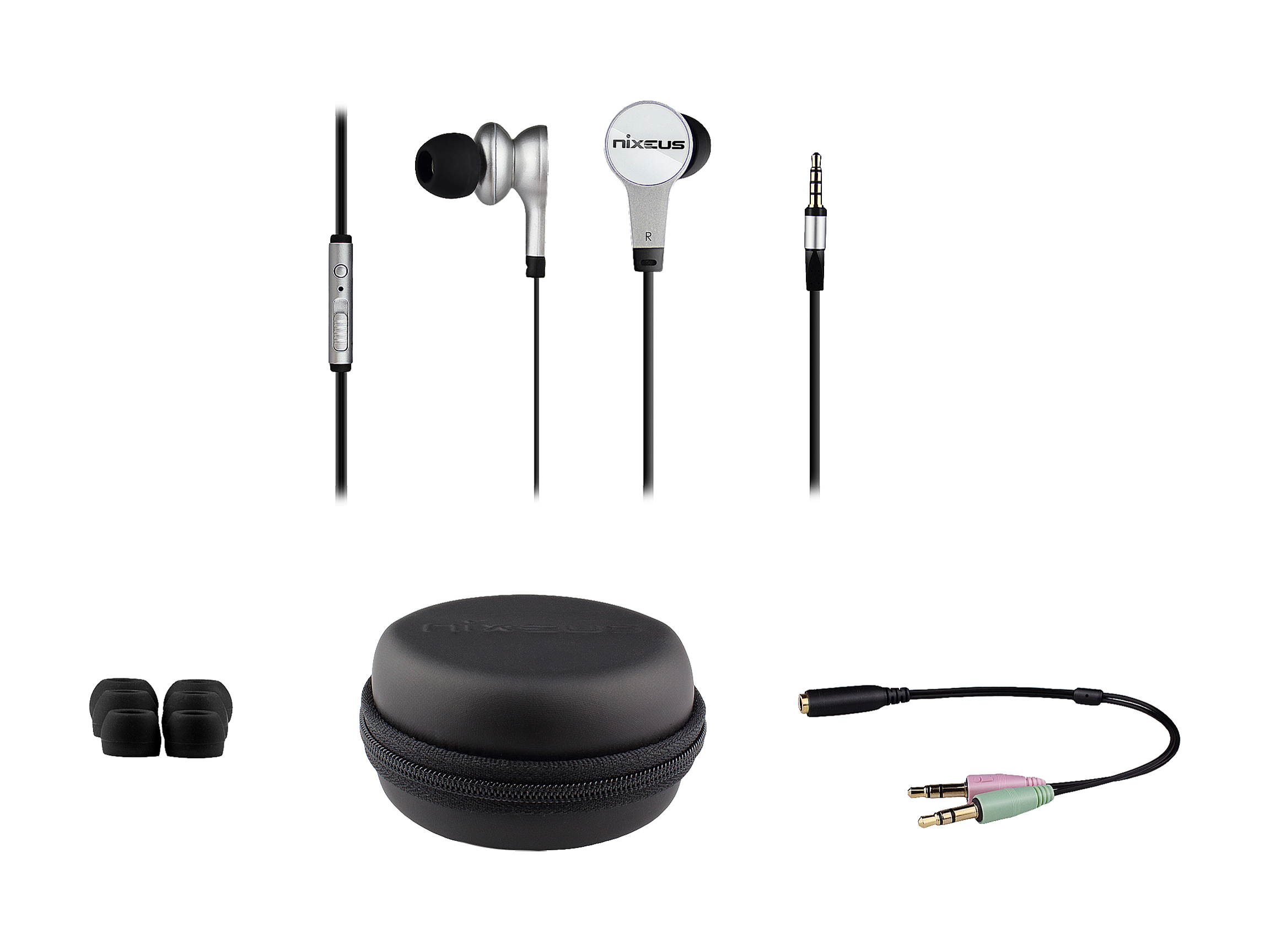 Nixeus ER-PINK14 In-Ear Noise-Isolating Earbuds with Microphone (Pink)