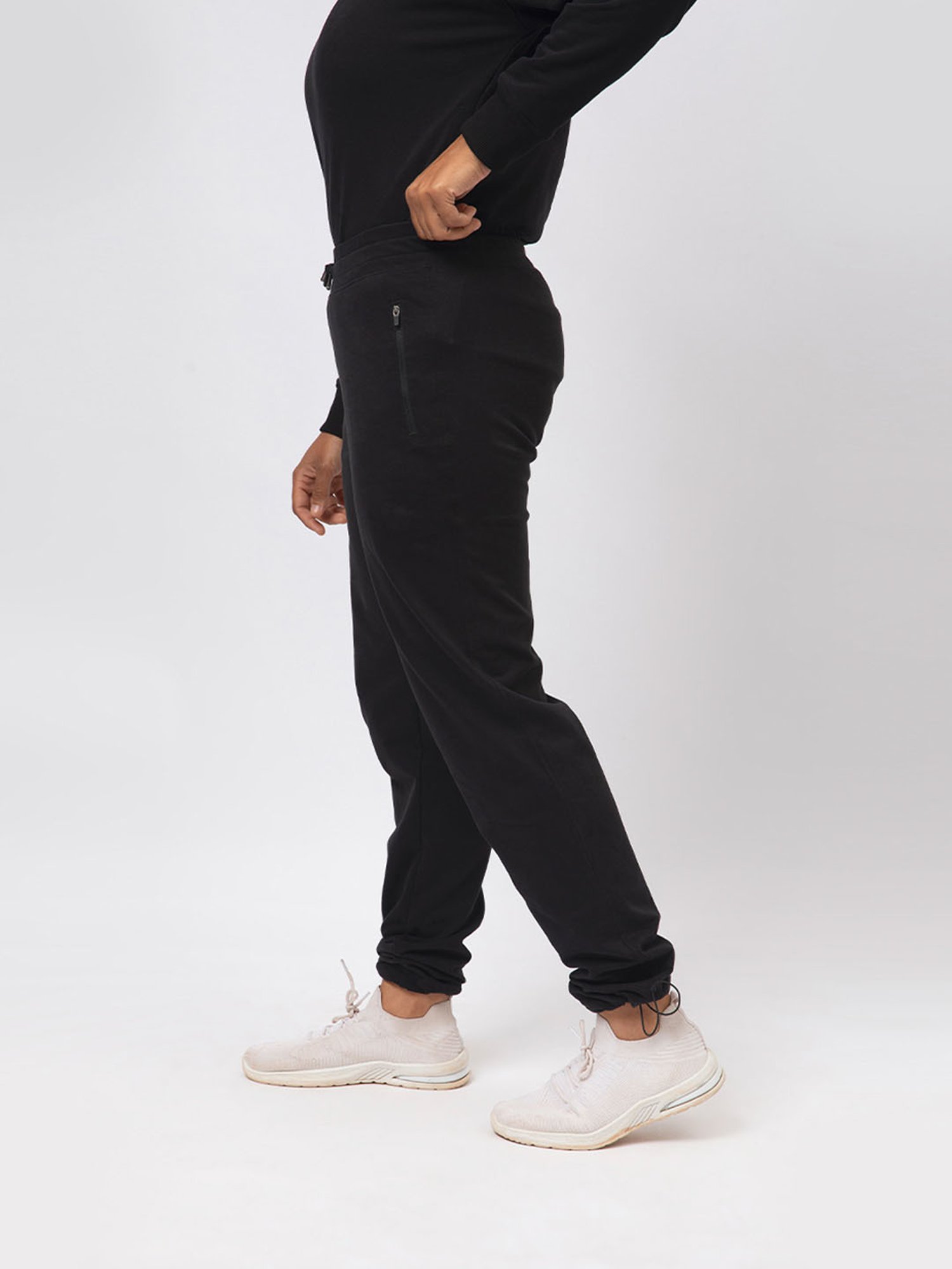 BlissClub Women Black Everyday Cozy Narrow Joggers With Elastic Ankle Adjuster