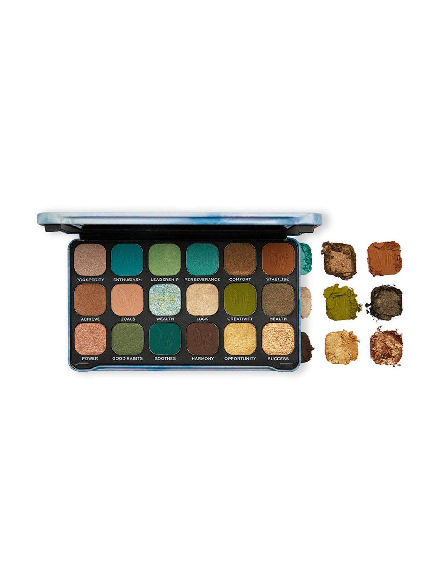 Makeup Revolution Crystal Aura Forever Flawless Shadow Palette Aventurine - 19.8 gm