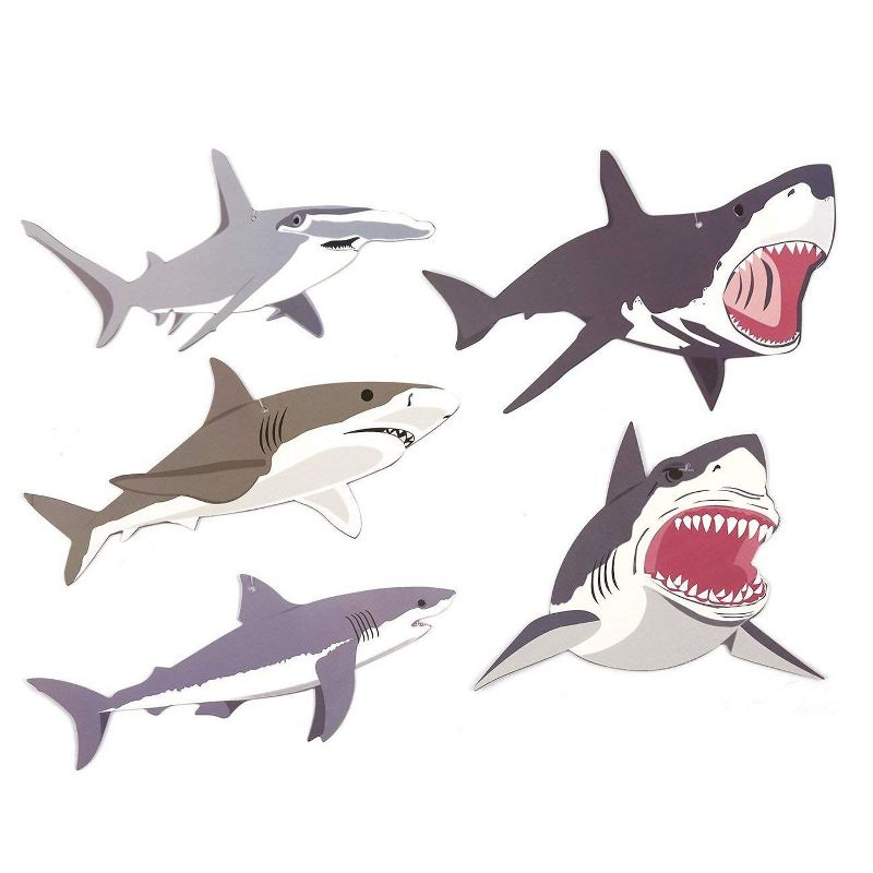 Blue Panda 30-Count Swirl Decorations - Shark Party Decorations, Party Streamers, Shark Whirl Hanging D&eacute;cor - Hanging Length: 33.5 to 41"