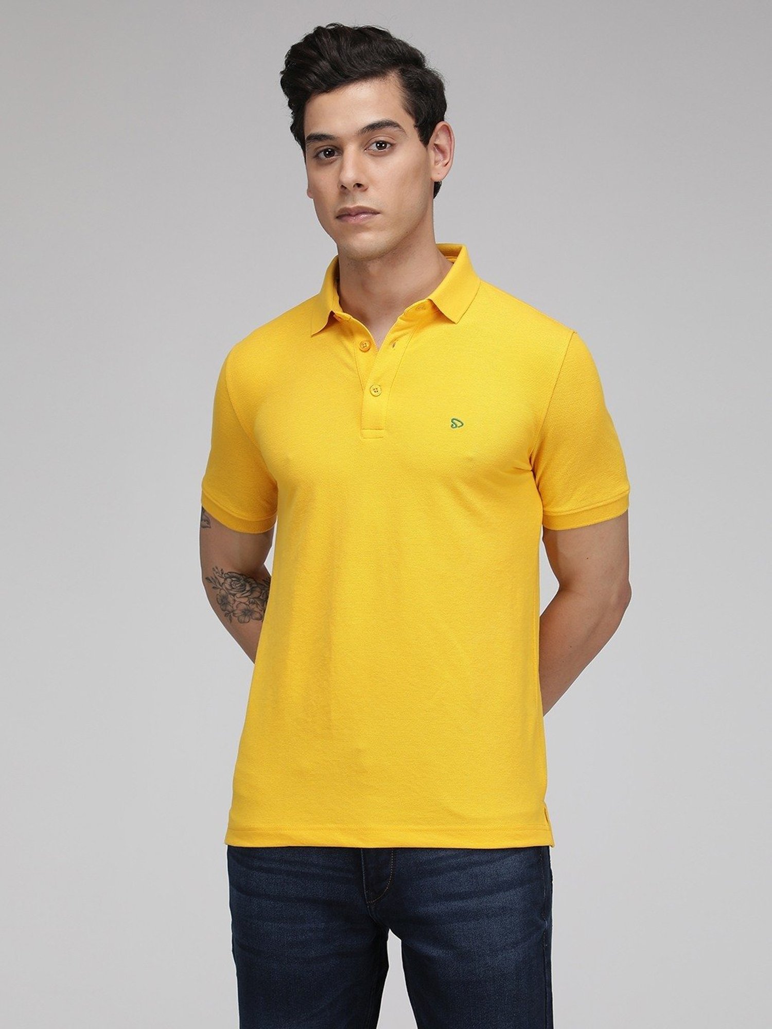 Sporto Yellow Regular Fit Polo T-Shirt