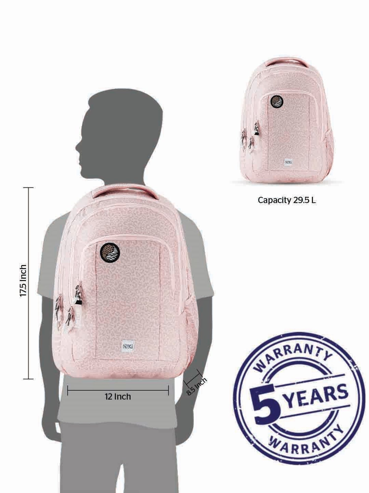Wiki Back to School 2 Peach Polyester Printed Backpack - 30 Ltrs