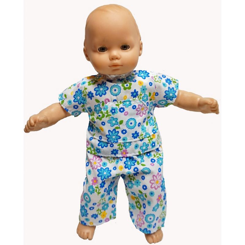 Doll Clothes Superstore Blue Bathrobe With Flower Pajamas Fits 15-16 Inch Baby Dolls