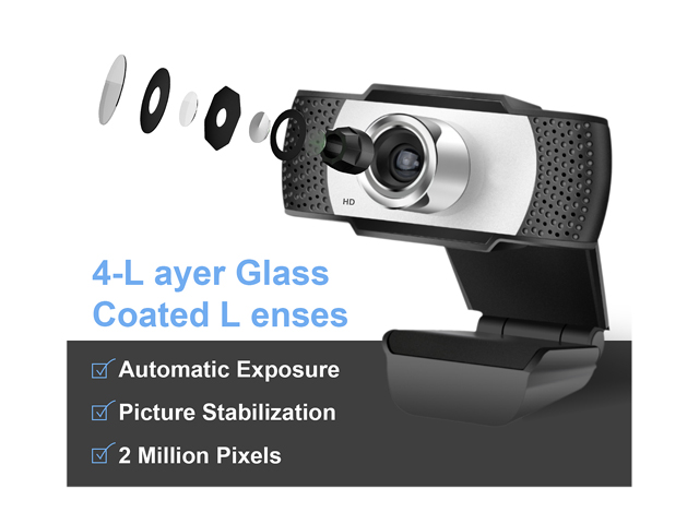 Anivia 1080p HD Webcam W8, USB Desktop Laptop Camera, Mini Plug and Play Video Calling Computer Camera, Built-in Mic, Flexible Rotatable Clip