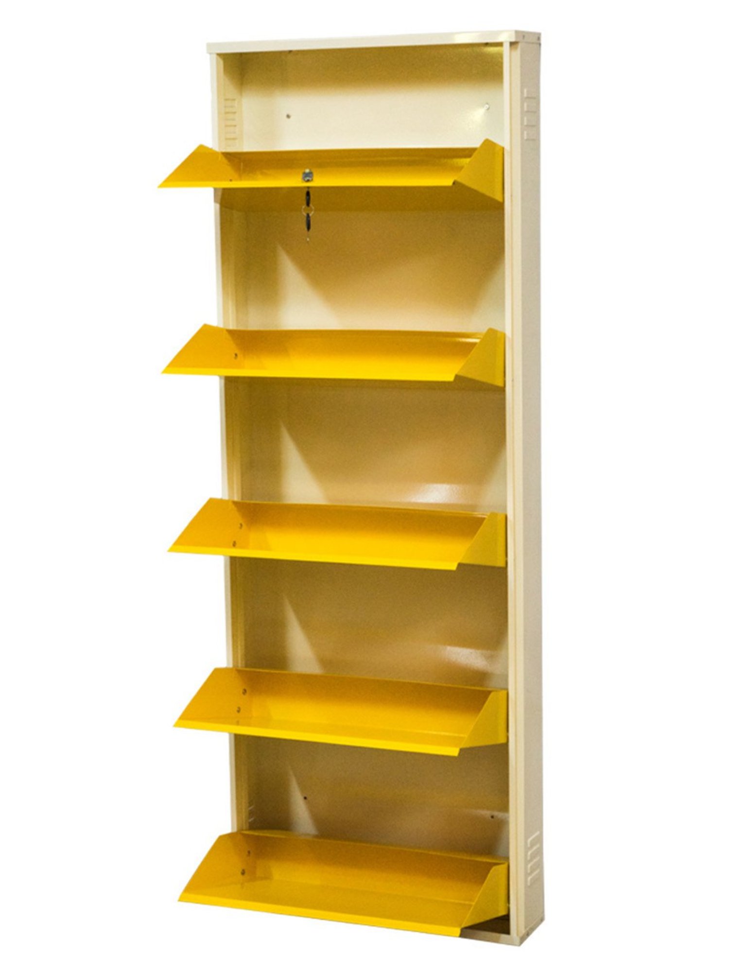Delite Kom Metal Shoe Rack - 24" 5 Shelf, Ivory Yellow, PowderCoat, Wall Mount, DIY