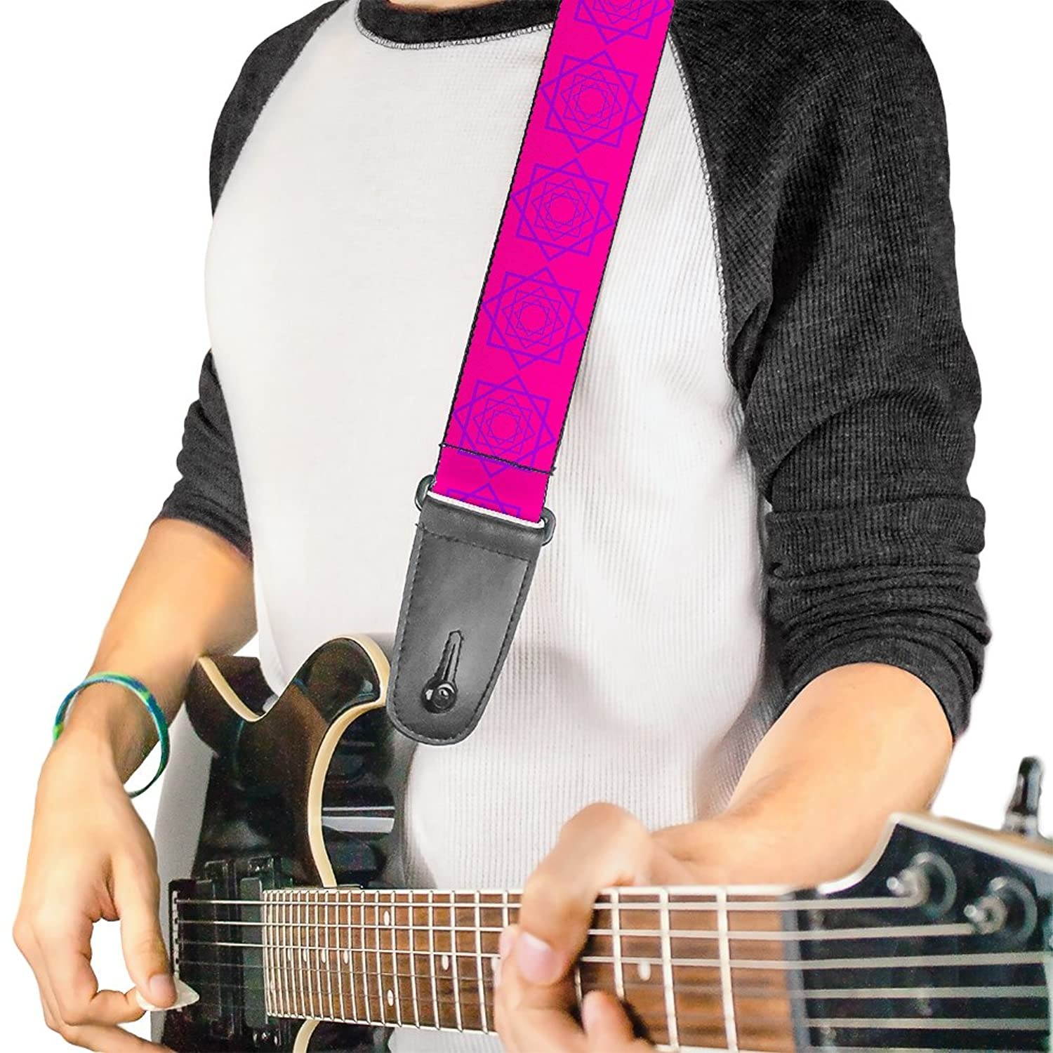 Guitar Strap Rotating Squares Pink Purple 2 Inches Wide
