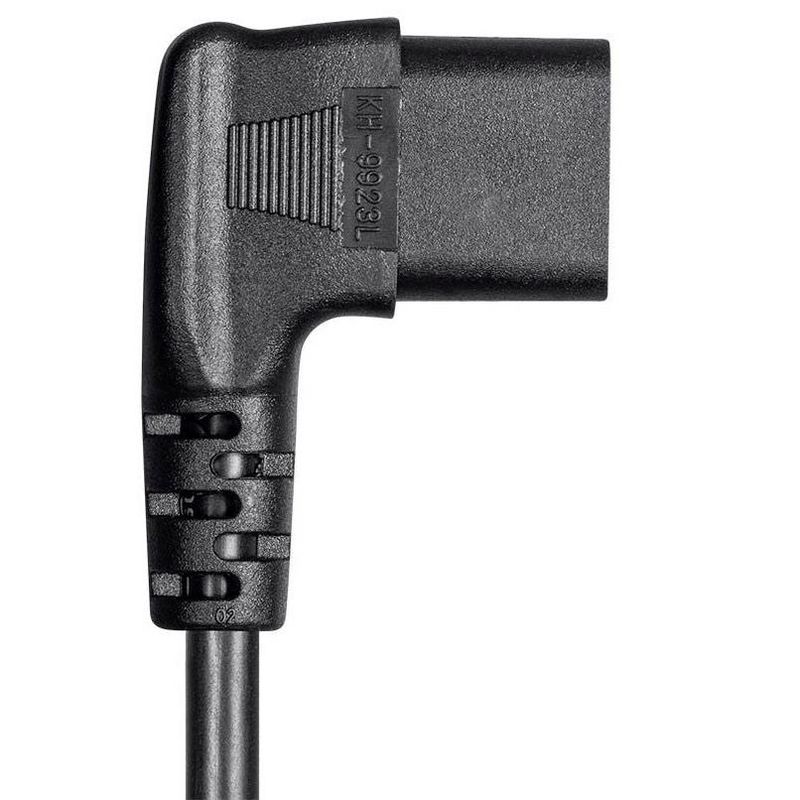 Monoprice Left Angle Power Cord - 6 Feet - Black | NEMA 5-15P to Left Angle IEC 60320 C13, 18AWG, 10A/1250W, SVT, 125V