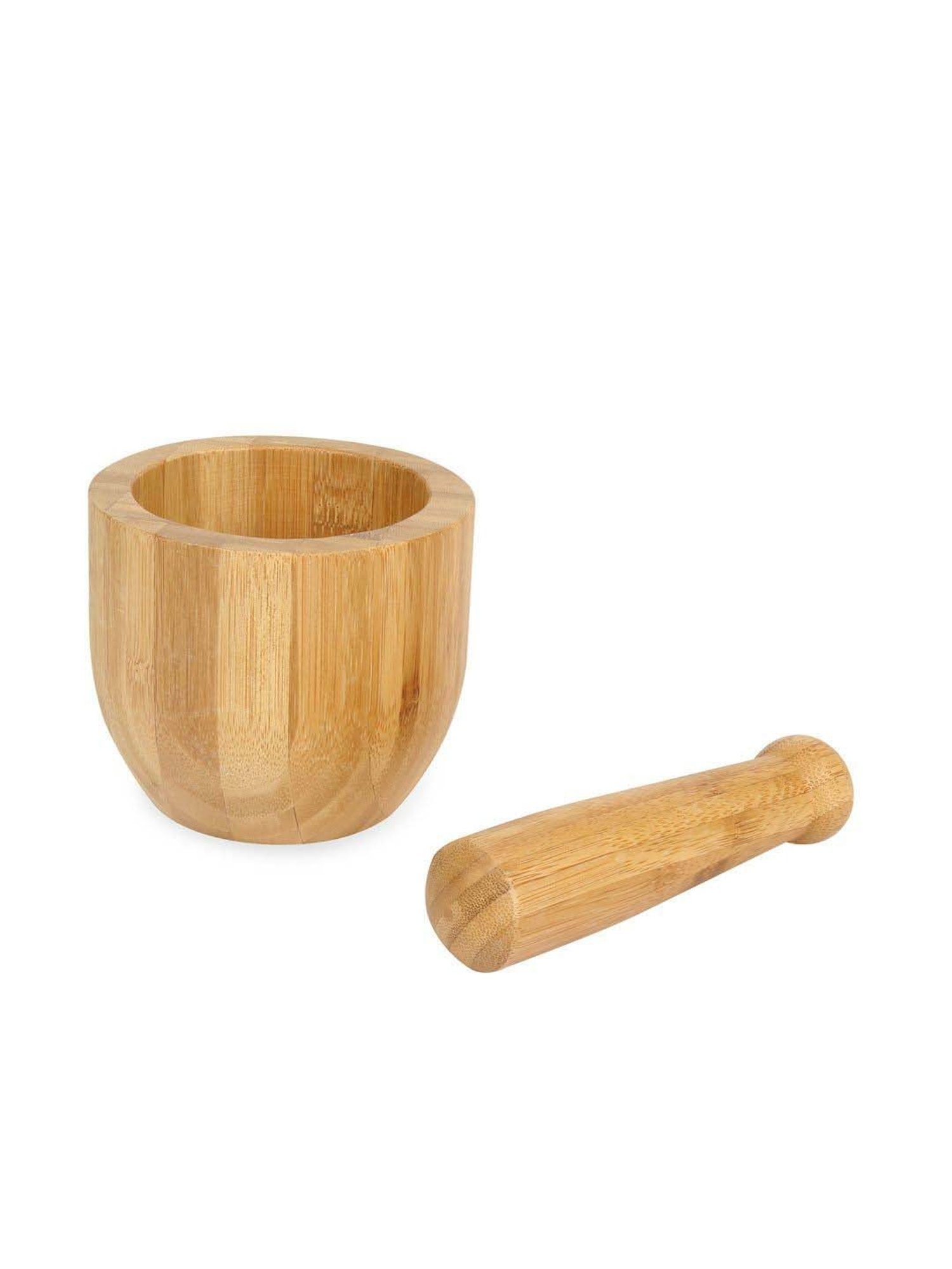 @home Brown Bamboo Mortar with Pestle Set
