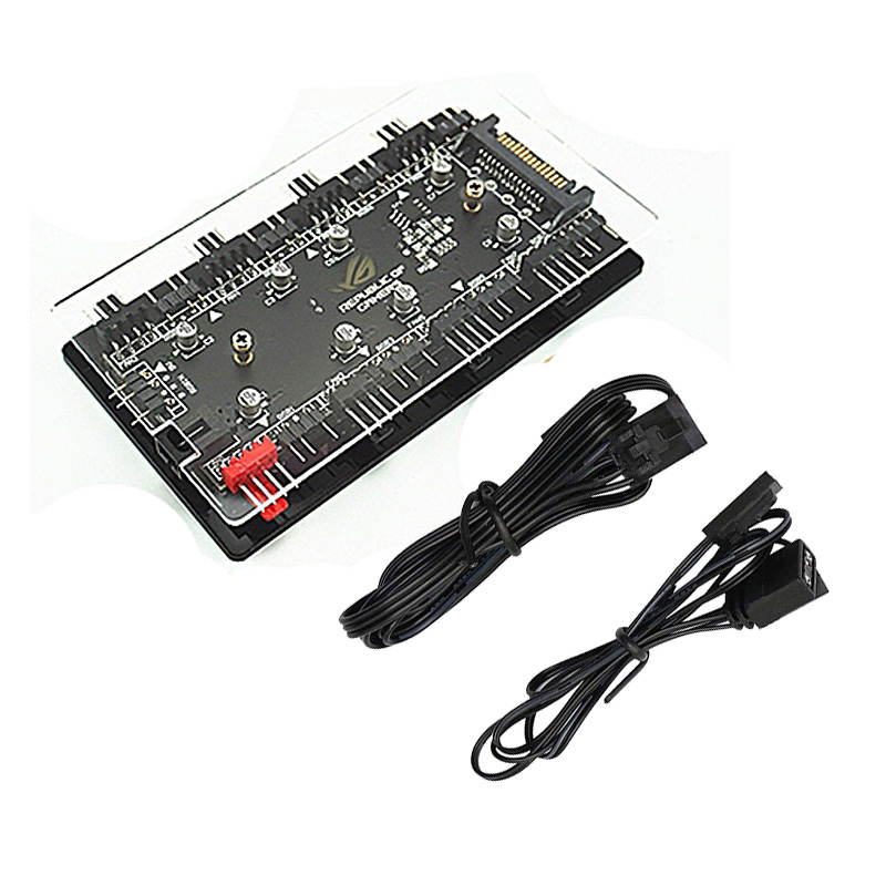 4-Pin PWM & 12V RGB Controller 2-In-1 Hub 8 Ports,4Pin Fan & Mistic Light Sync Adapter with PMMA Case and Magnetic Standoff for Cooling Radiator & ASUS/MSI LED Strip - SATA Powered