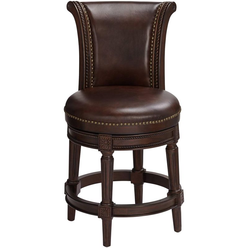 55 Downing Street Addison 24 1/2" Mocha Leather Swivel Counter Stool
