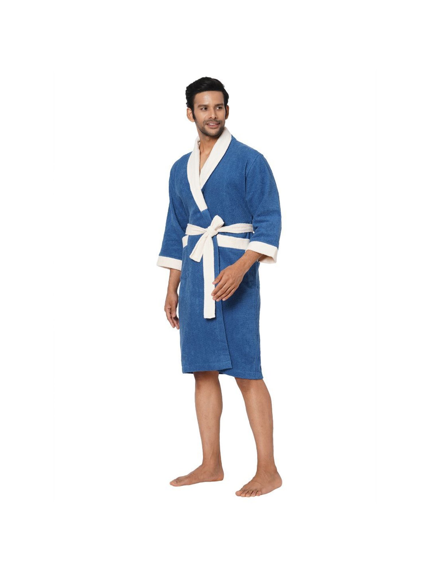 Spaces Cloudz Solid Blue Cotton Bathrobes