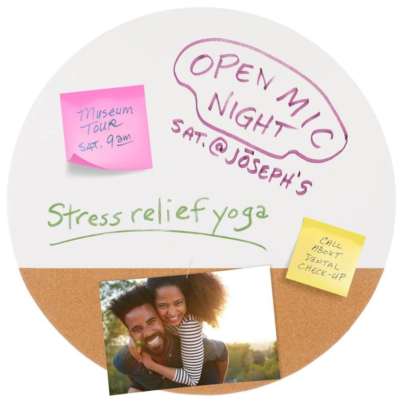 20" x 20" Circle Dry Erase/Cork Combination Board Wall Organizer - Gallery Solutions