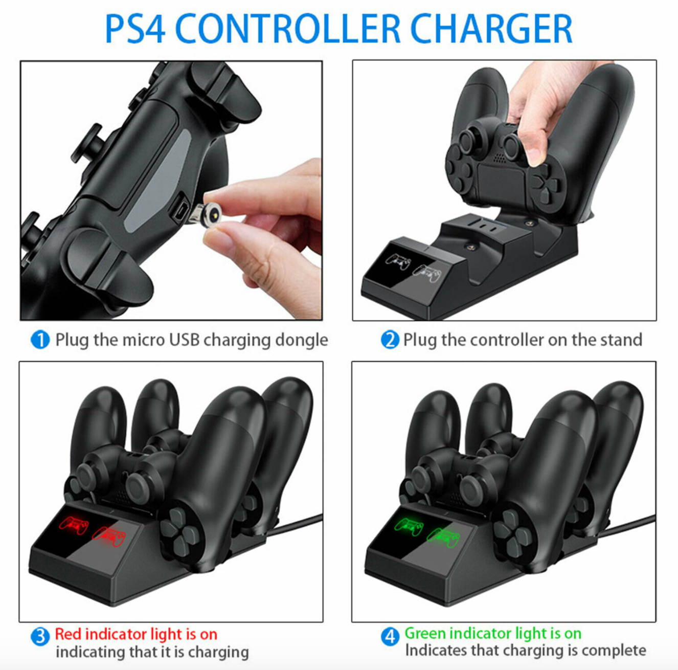 Game Accessories for PS4/Pro/Slim Wireless Controller Dual Charging Dock LED