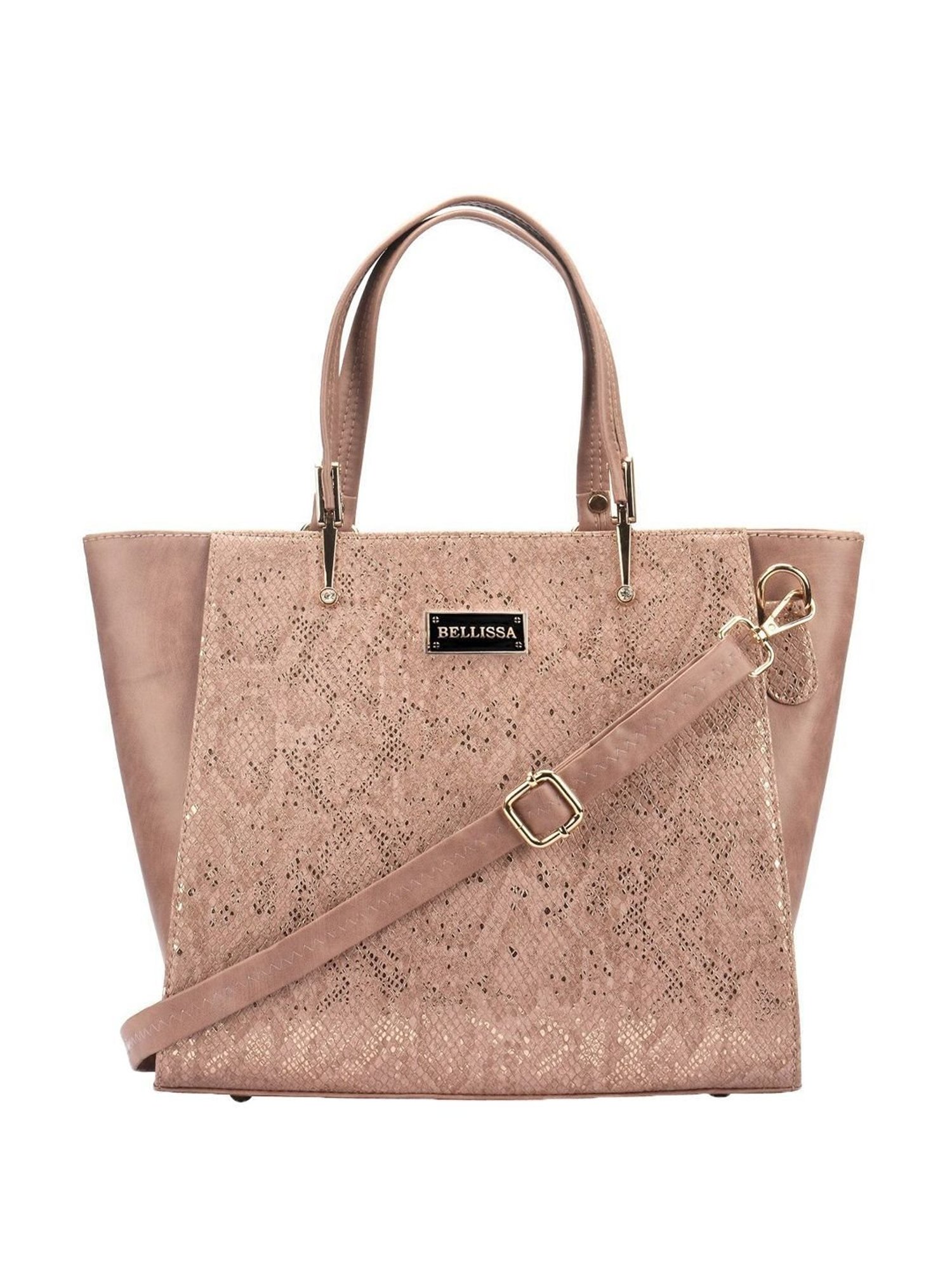 Bellissa Nude Textured Medium Snakeskin Handbag