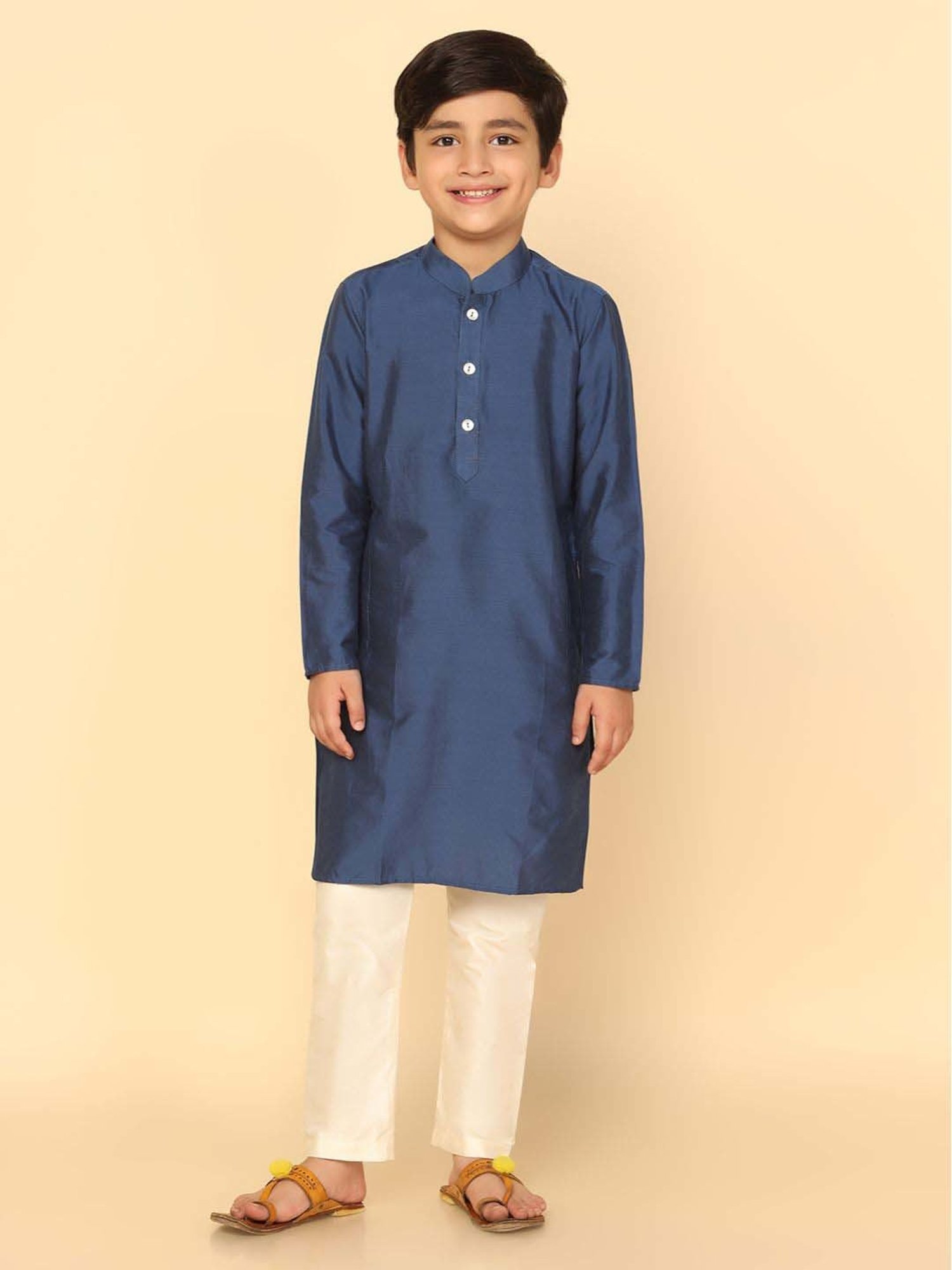 KISAH Kids Blue Regular Fit Full Sleeves Kurta Set