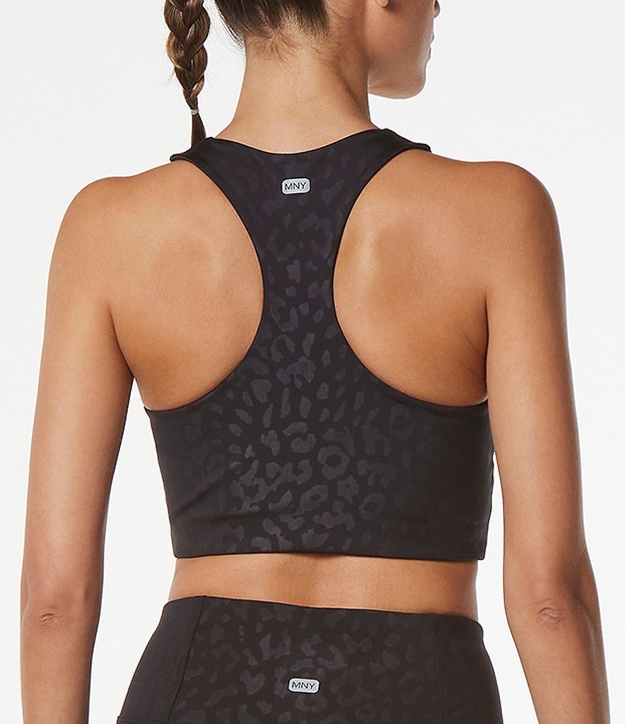 Marc New York Performance Embossed Leopard Print Racerback Crop Bra Tank