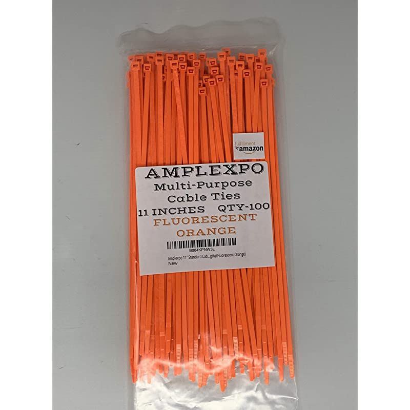 11quot Standard CableZip Ties 100 pieces50 lbs strength Fluorescent Orange