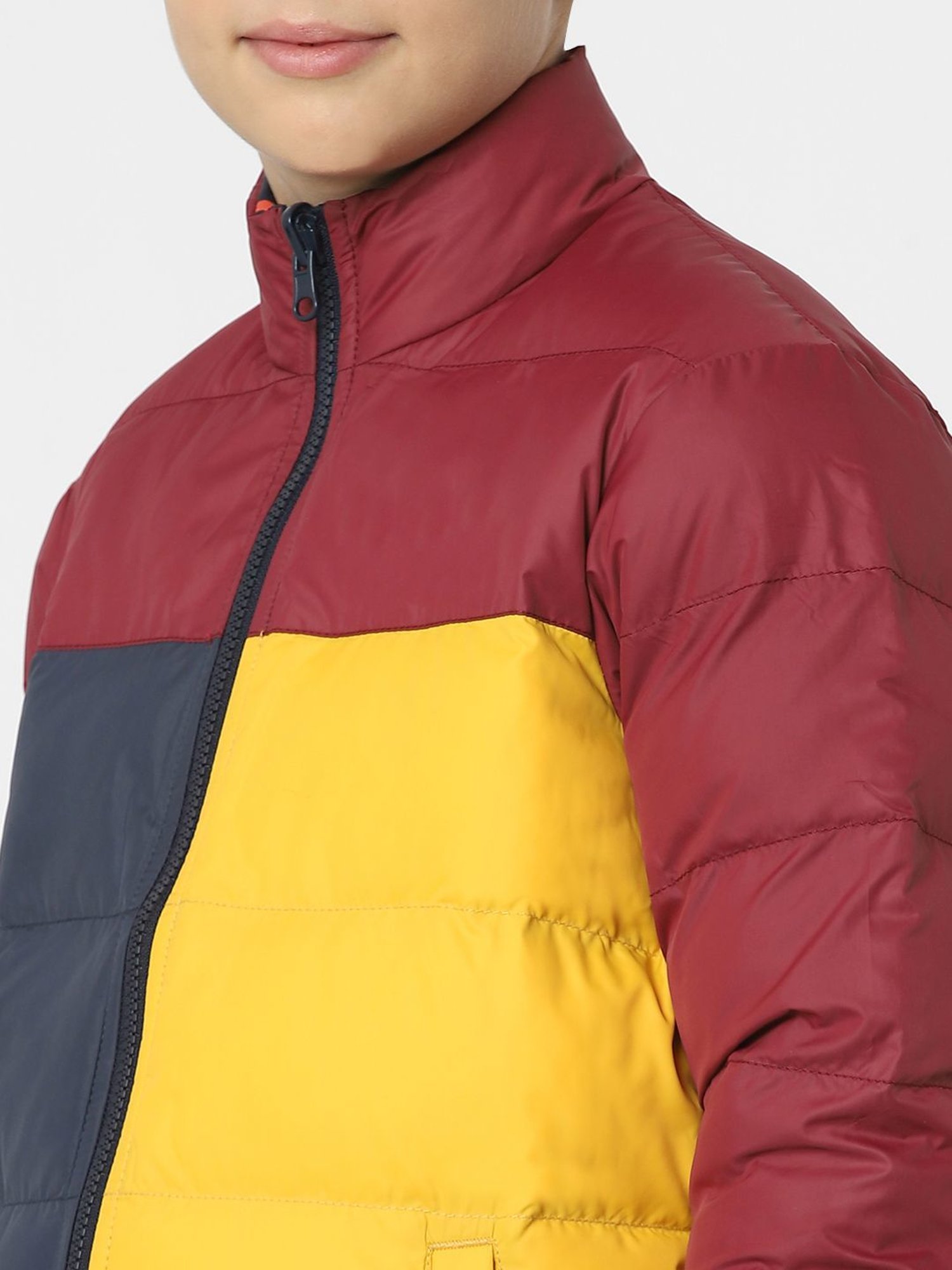 Jack & Jones Junior Multicolor Cotton Color Block Full Sleeves Jacket