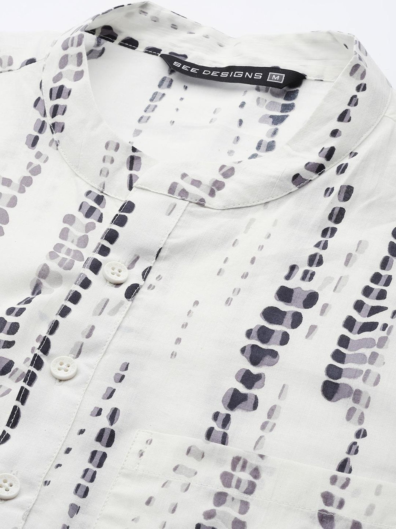 See Designs White Cotton Regular Fit Printed Kurta Bottom Set